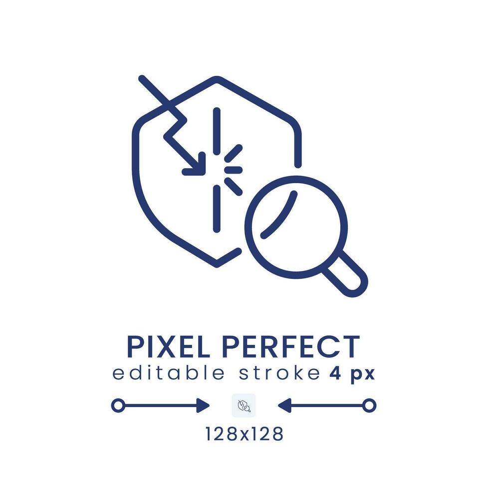 Penetration test linear desktop icon. Vulnerability detection. Ethical hacking. Pixel perfect 128x128, outline 4px. GUI, UX design. Isolated user interface element for website. Editable stroke vector