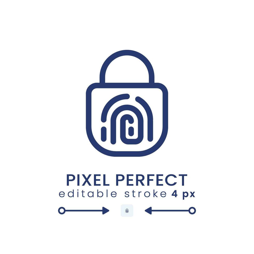 Fingerprint access linear desktop icon. Biometric security. Personal identification. Pixel perfect 128x128, outline 4px. GUI, UX design. Isolated user interface element for website. Editable stroke vector