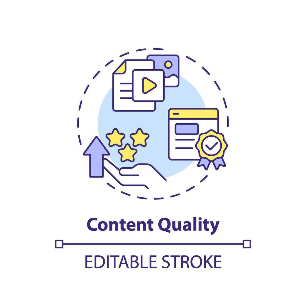 Content quality concept icon. Valuable information. Seo optimization. Schedule post. Social media plan abstract idea thin line illustration. Isolated outline drawing. Editable stroke vector