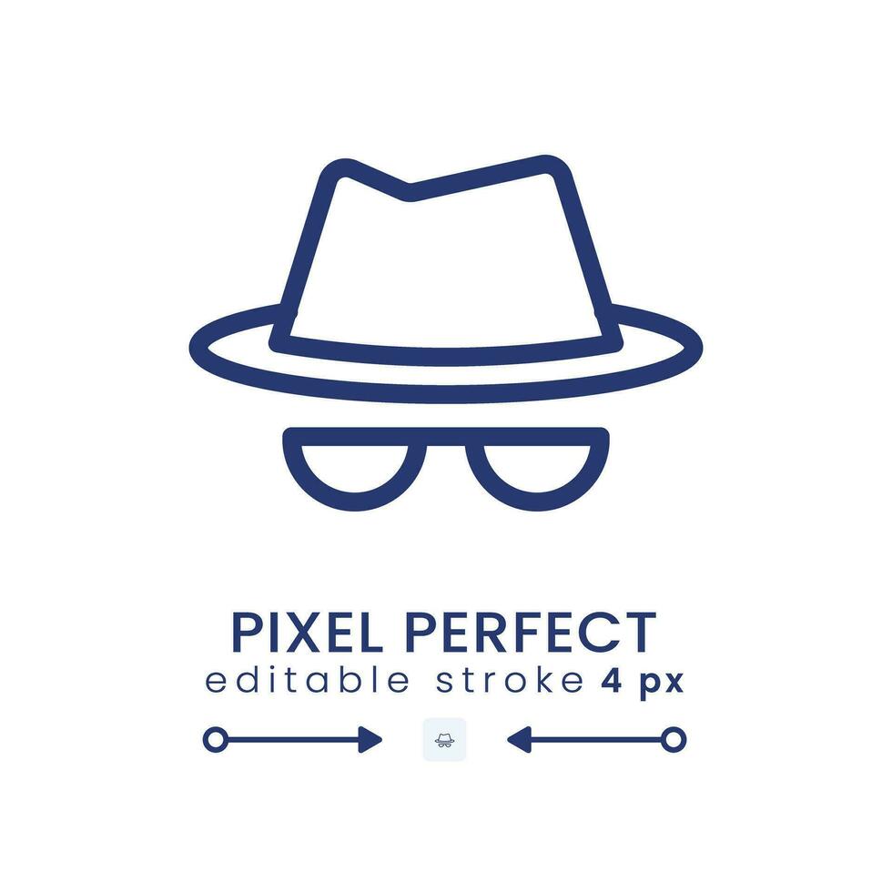 Incognito linear desktop icon. Personal security. Browsing anonymously. Pixel perfect 128x128, outline 4px. GUI, UX design. Isolated user interface element for website. Editable stroke vector
