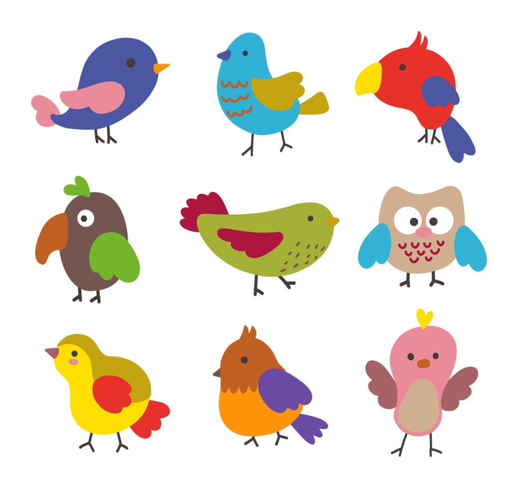 Illustration of Cute Colorful Birds png