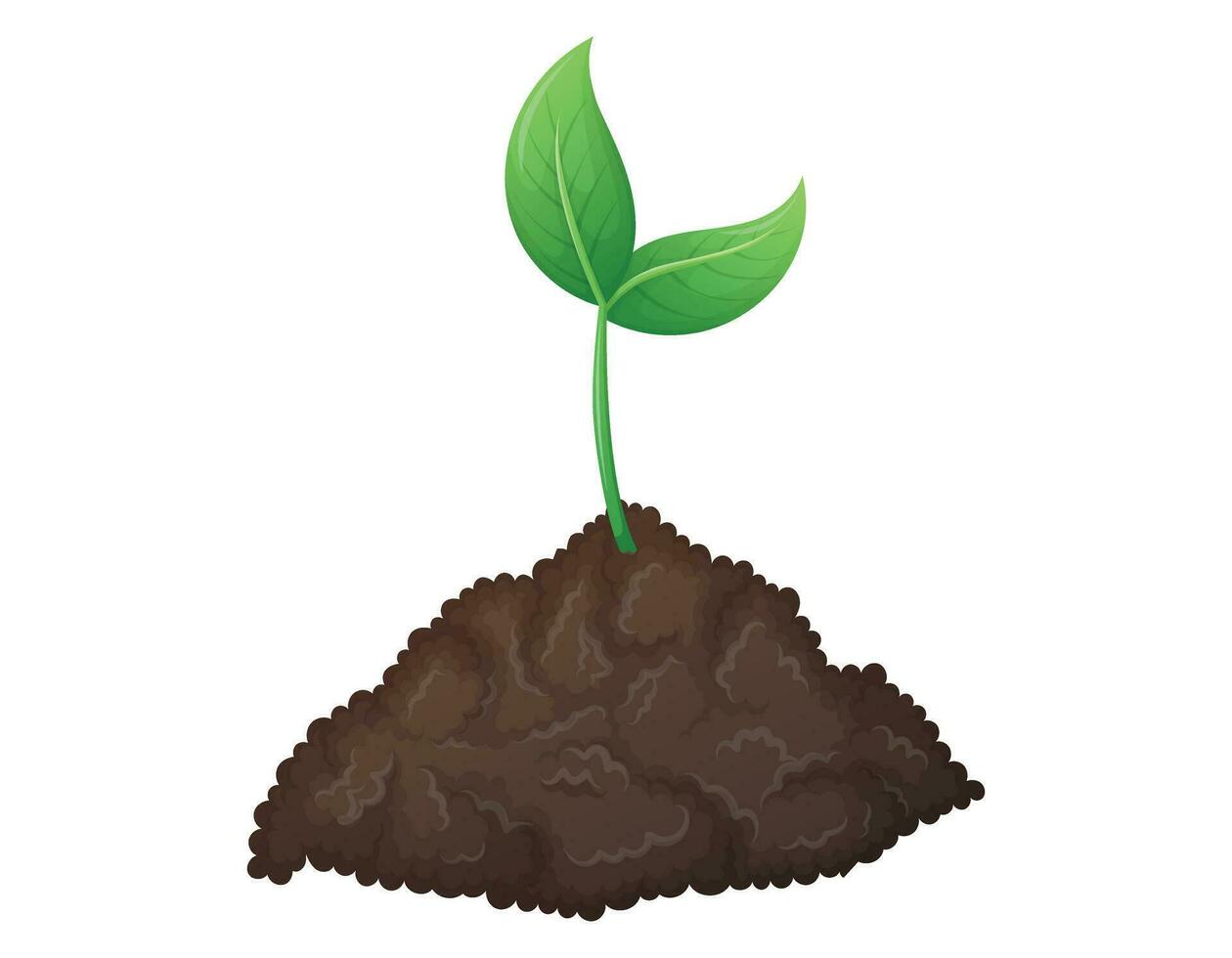 un manojo de fértil negro suelo y creciente verde brote con hojas. el concepto de jardinería y siembra. vector aislado dibujos animados ilustración.