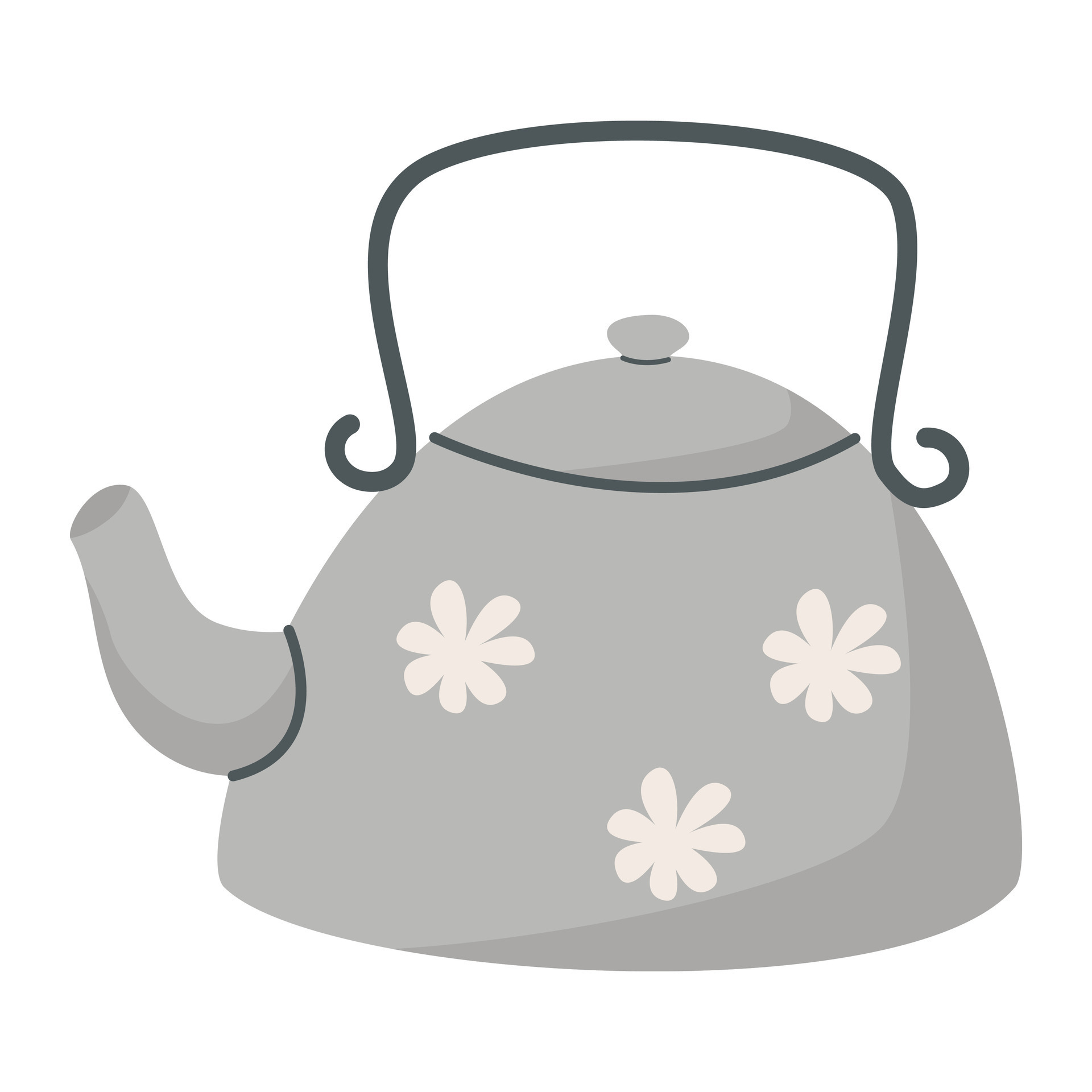Vector simple isolated image of a teapot with a spout and handle. Cute