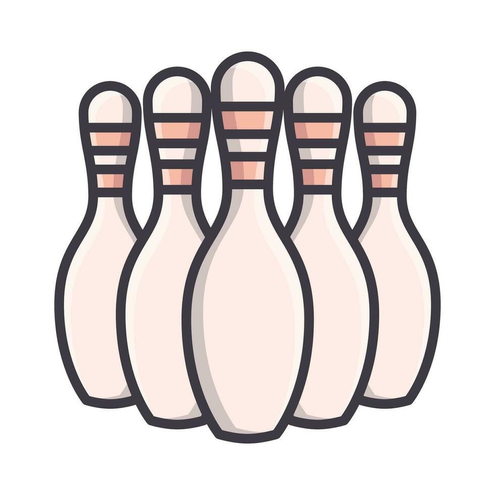 Simple isolated vector icon of bowling pins set. Active sports and game inventory sticker.