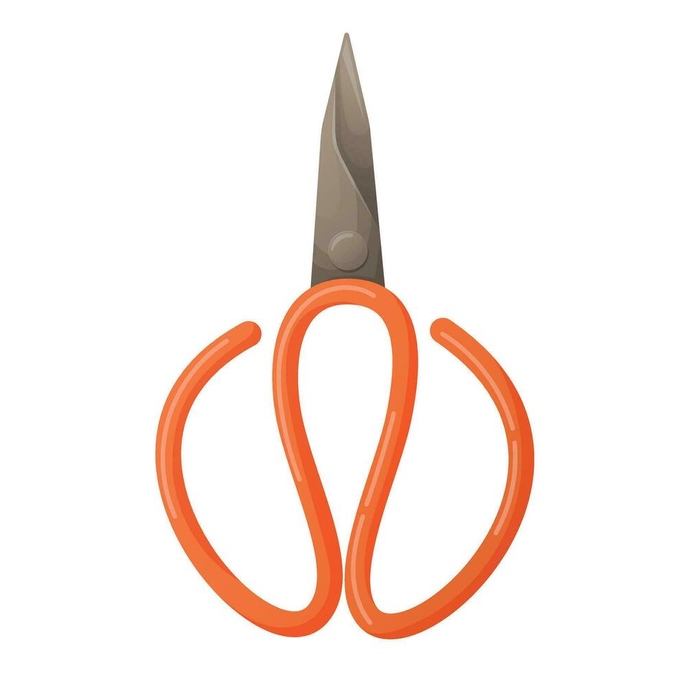 Garden flower shears scissors for cutting plants. Vector isolated cartoon working tool.