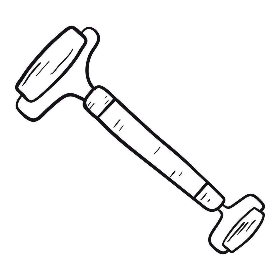 Vector doodle illustration of gua sha face massager on white background.