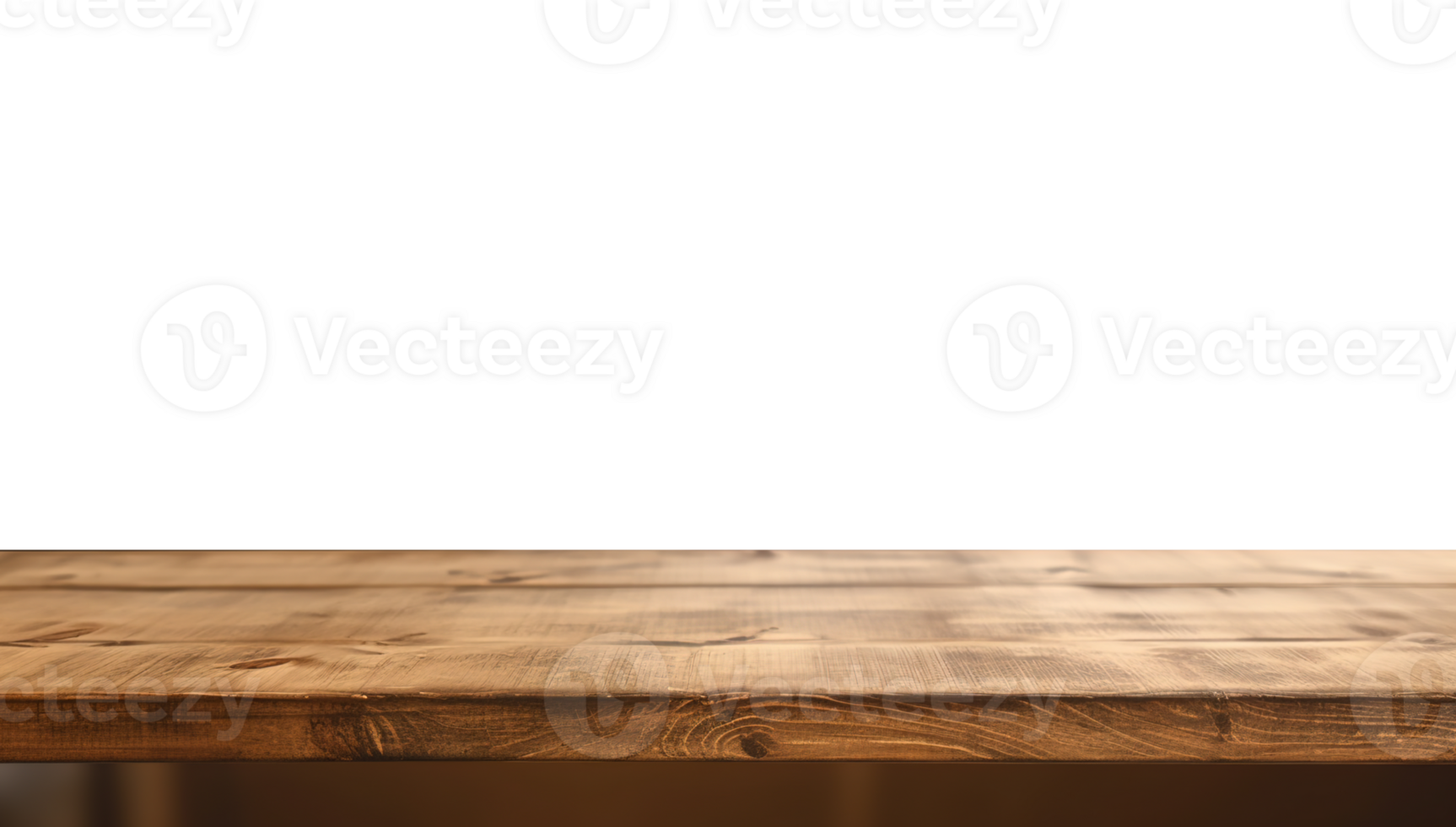 a front view of a dark brown, empty wooden table with transparent background, serving as a blank wood table mockup, png