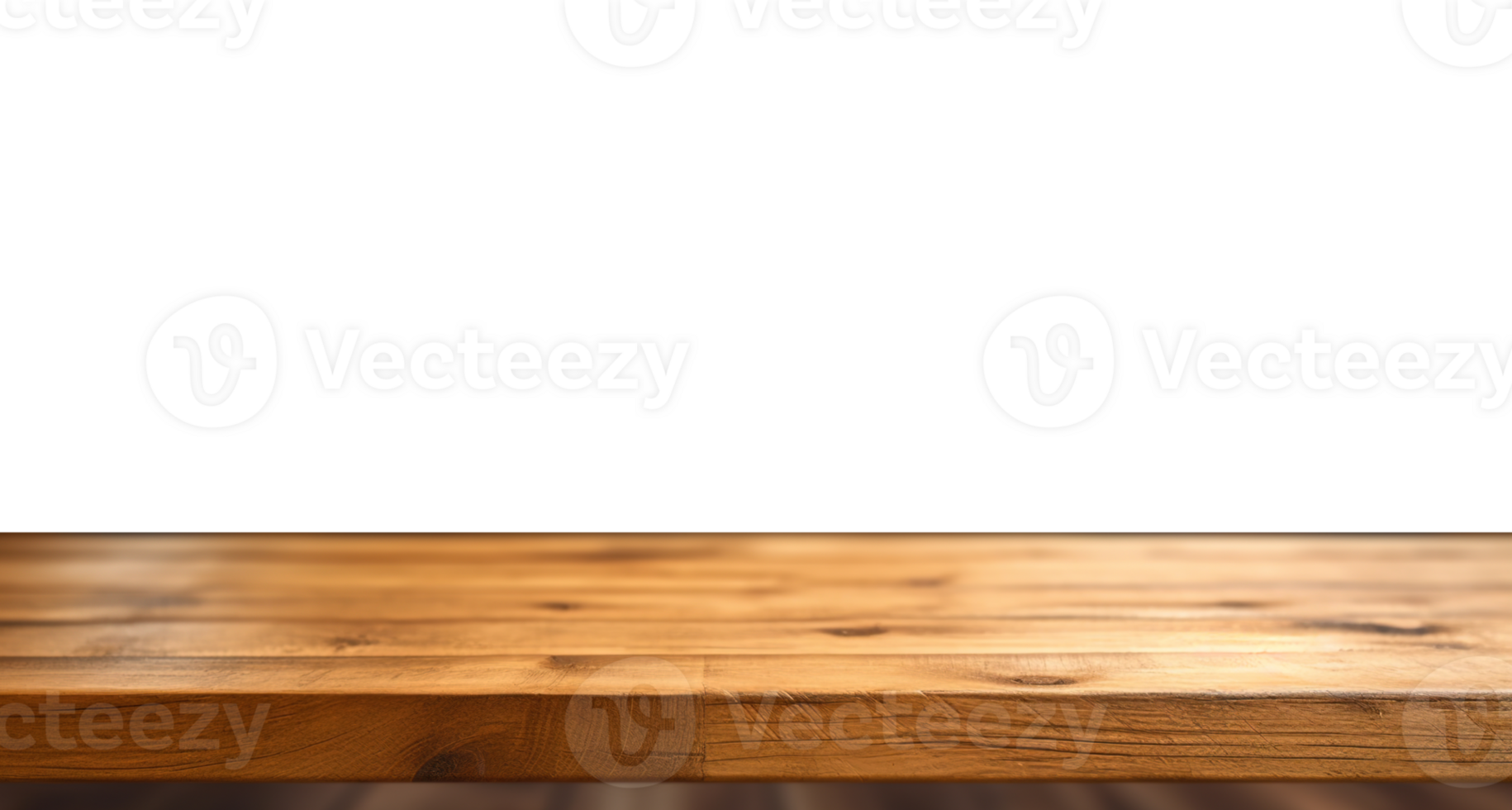 a front view of a dark brown, empty wooden table with transparent background, serving as a blank wood table mockup, png