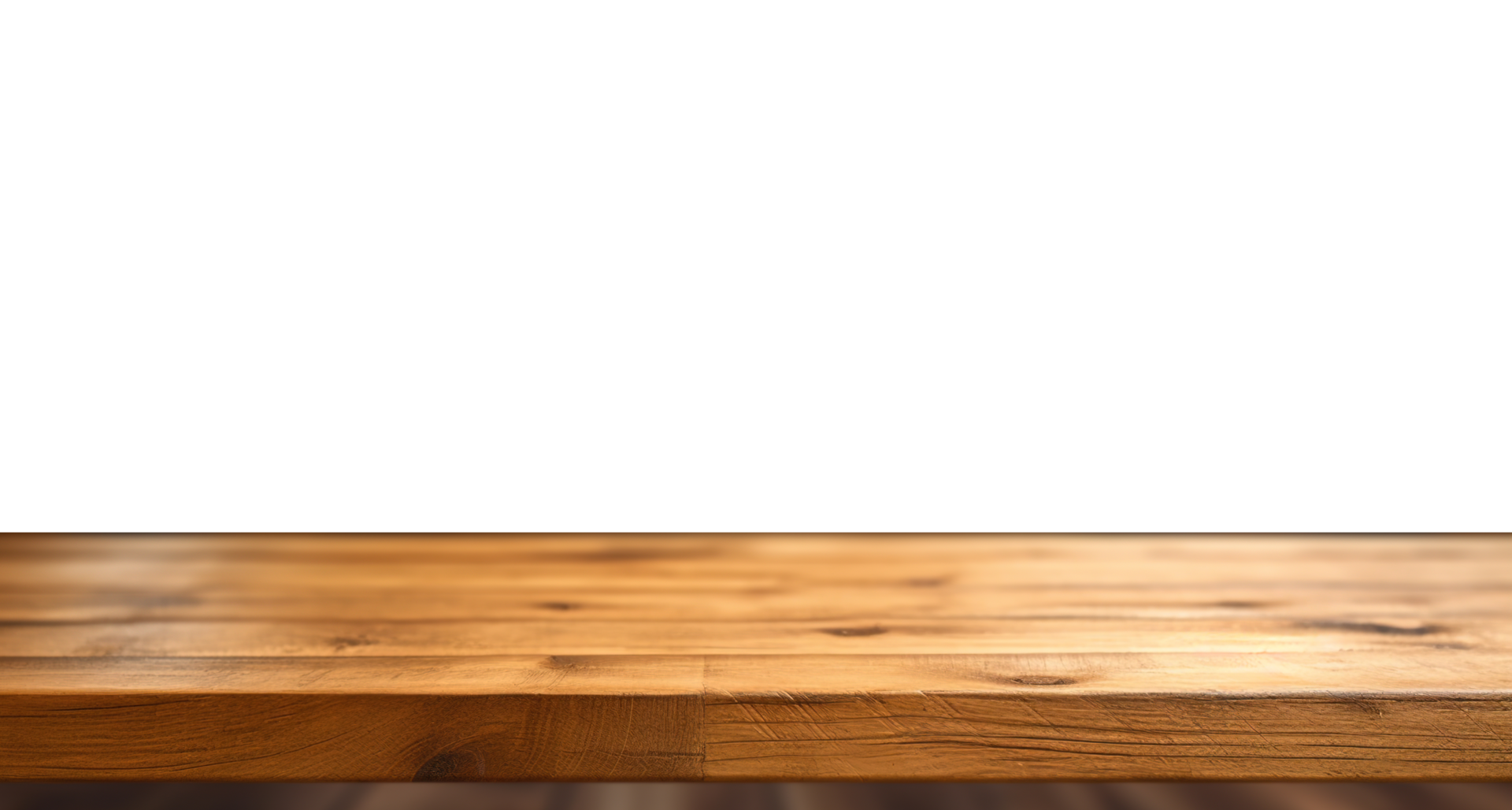 a front view of a dark brown, empty wooden table with transparent
