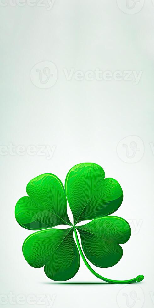 3D Render of Isolated Green Clover Leaf And Copy Space. St. Patrick's Day Concept. photo