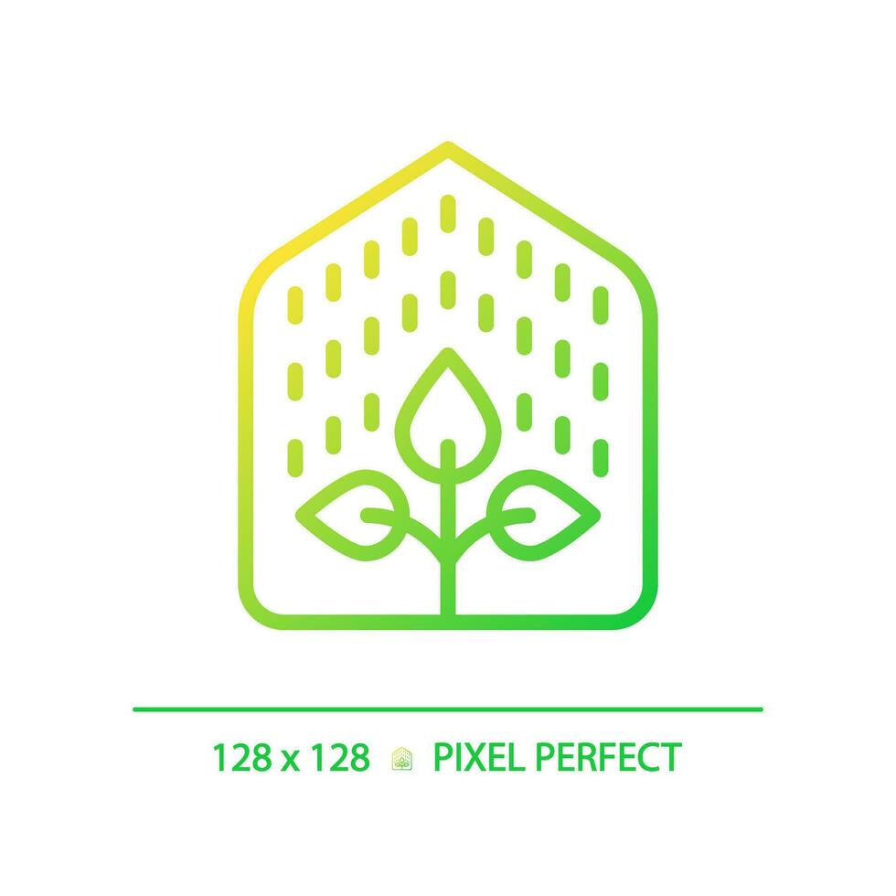 Greenhouse gradient linear vector icon. Plant nursery. Controlled environment. Agriculture technology. Thin line color symbol. Modern style pictogram. Vector isolated outline drawing
