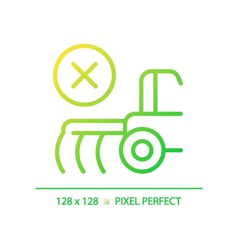 No till farming gradient linear vector icon. Zero tillage. Cultivation technique. Seeding equipment. Direct drilling. Thin line color symbol. Modern style pictogram. Vector isolated outline drawing
