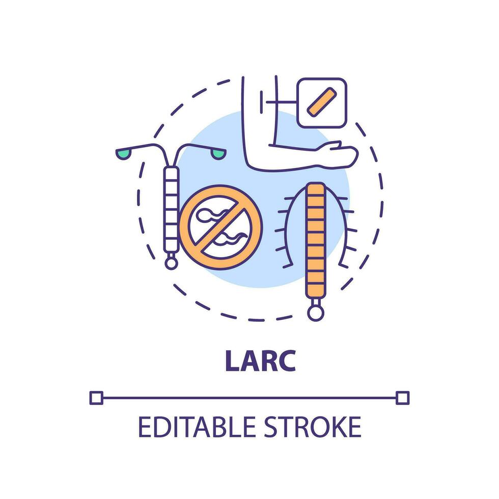 LARC concept icon. Contraceptive method. Long lasting. Birth control. Family planning. Reproductive health abstract idea thin line illustration. Isolated outline drawing. Editable stroke vector