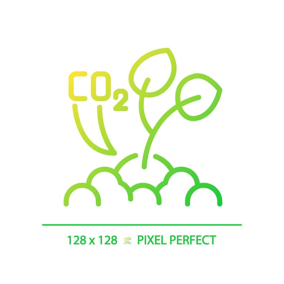 Sequestering carbon gradient linear vector icon. CO2 storage. Organic farming. Regenerative agriculture. Global warming. Thin line color symbol. Modern style pictogram. Vector isolated outline drawing