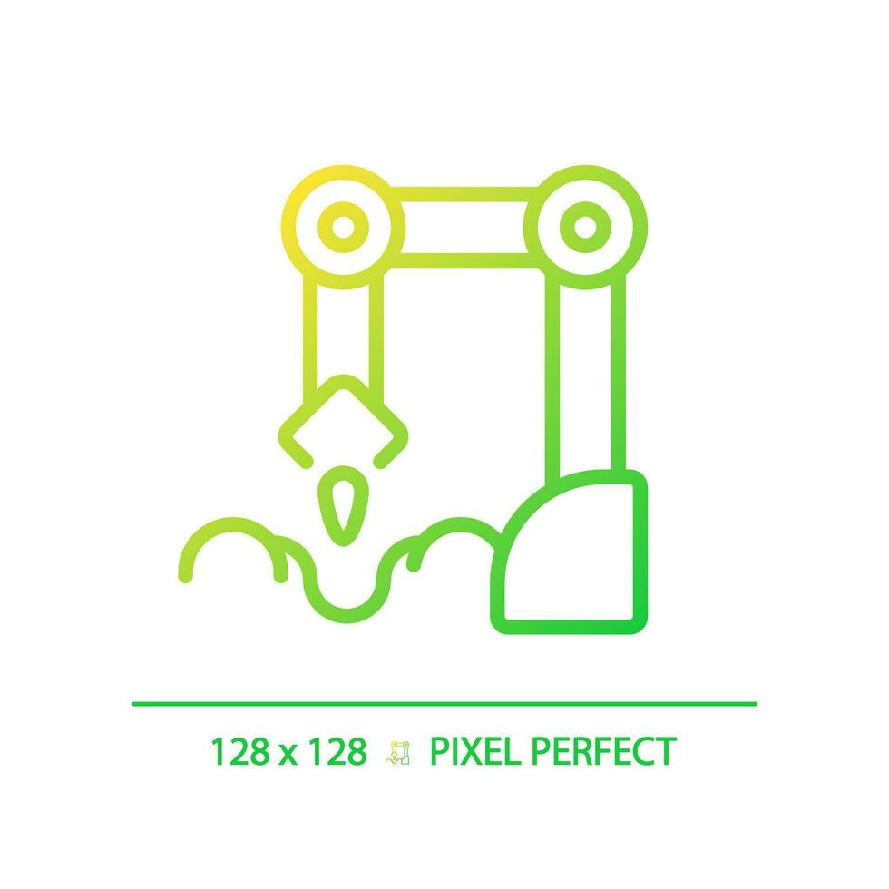 Planting robot gradient linear vector icon. Seed sowing machine. Agricultural automation. Artificial intelligence. Thin line color symbol. Modern style pictogram. Vector isolated outline drawing
