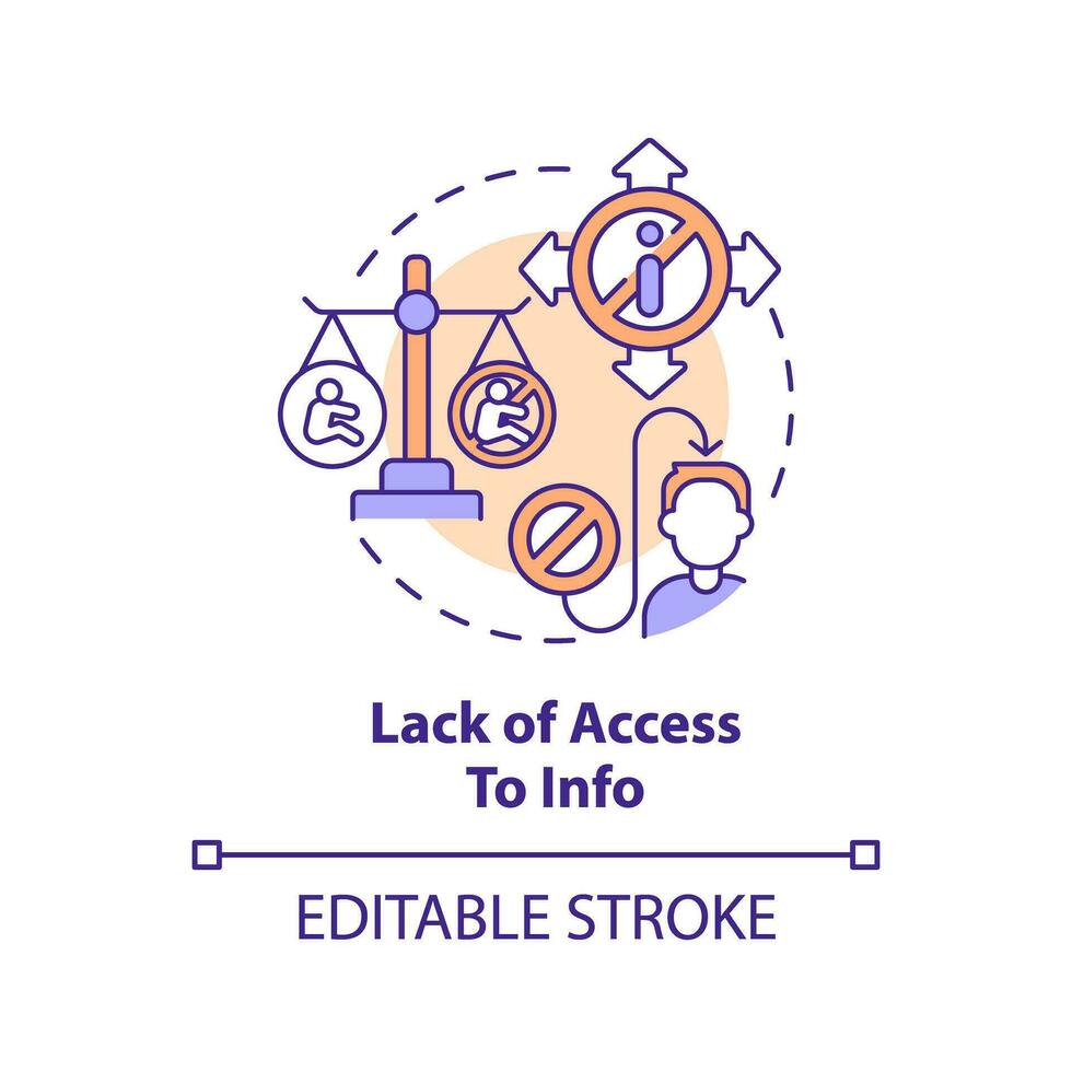 Lack of access to info concept icon. Information ignorance. Lack of knowledge. Sexual education. Reproductive healthcare abstract idea thin line illustration. Isolated outline drawing. Editable stroke vector