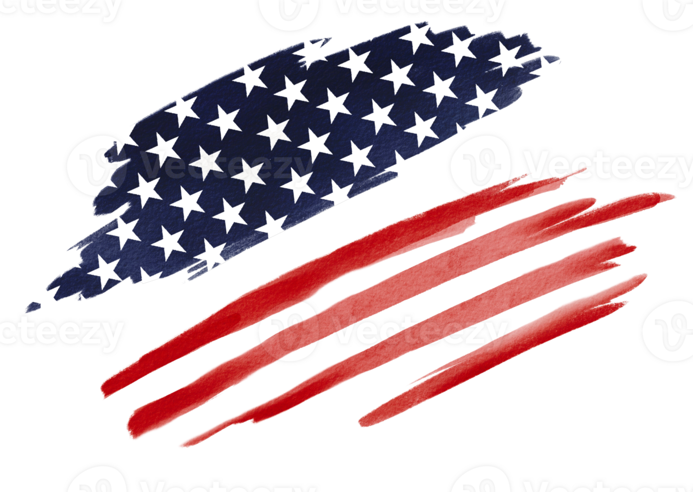 Hand draw USA flag  watercolor  brush paint isolate on png