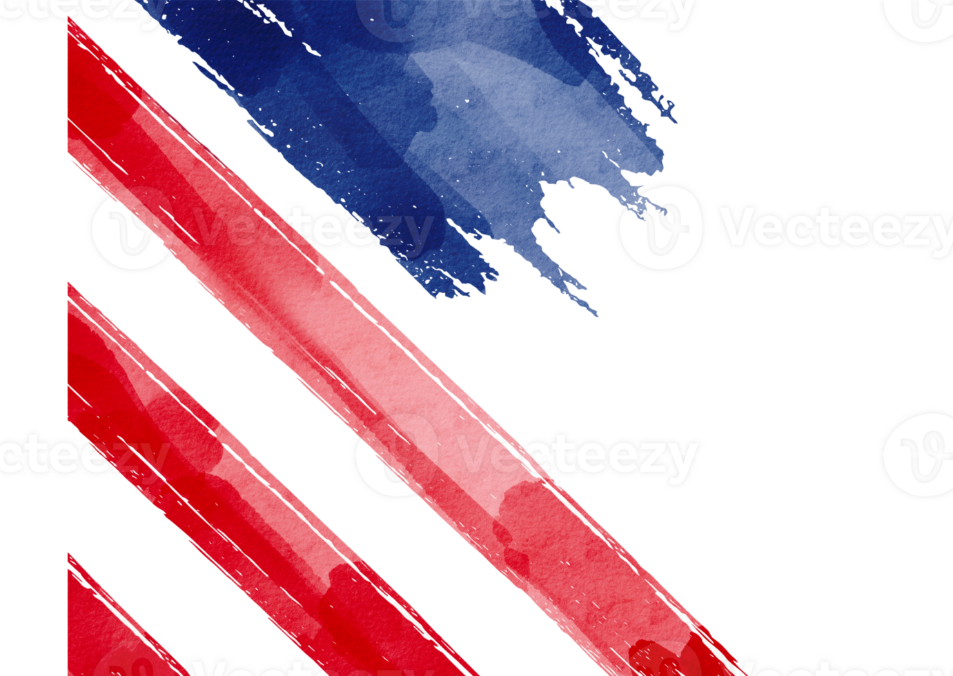 Hand draw USA flag  watercolor  brush paint isolate on png