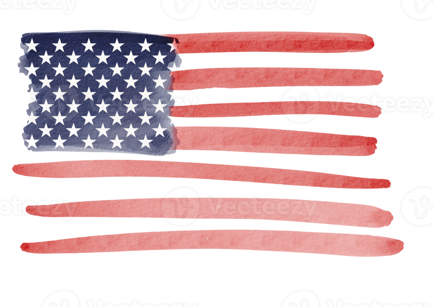 Hand draw USA flag  watercolor  brush paint isolate on png