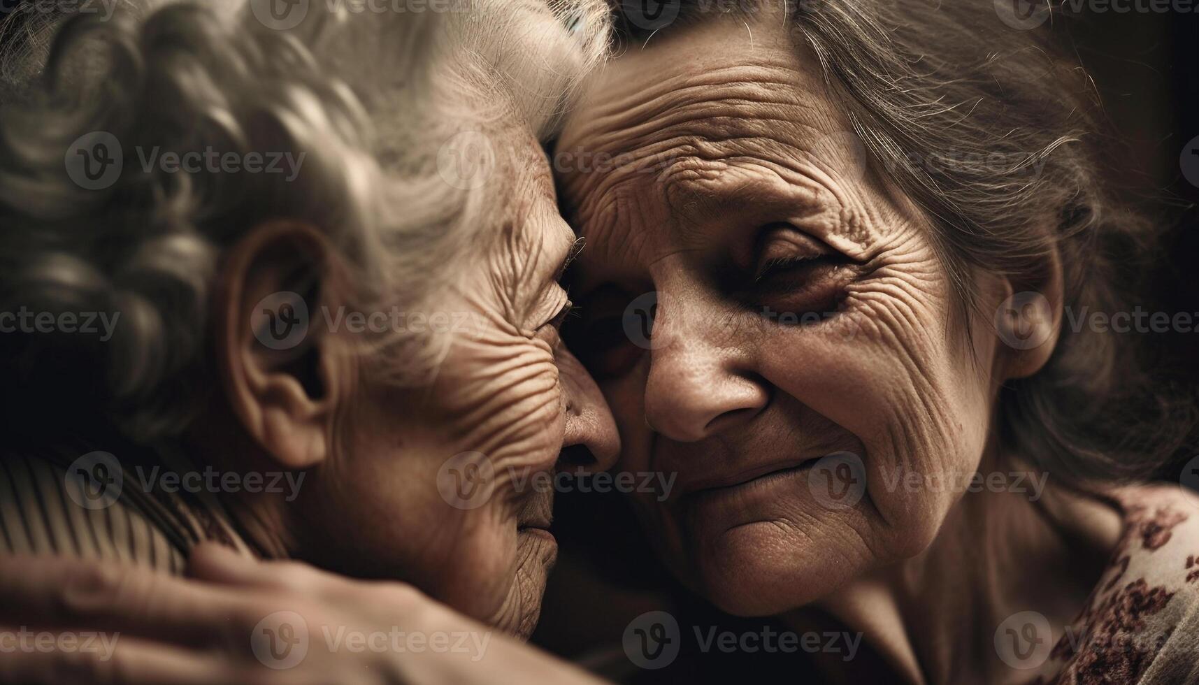 mayor adultos abrazo envejecimiento proceso con amor generado por ai foto