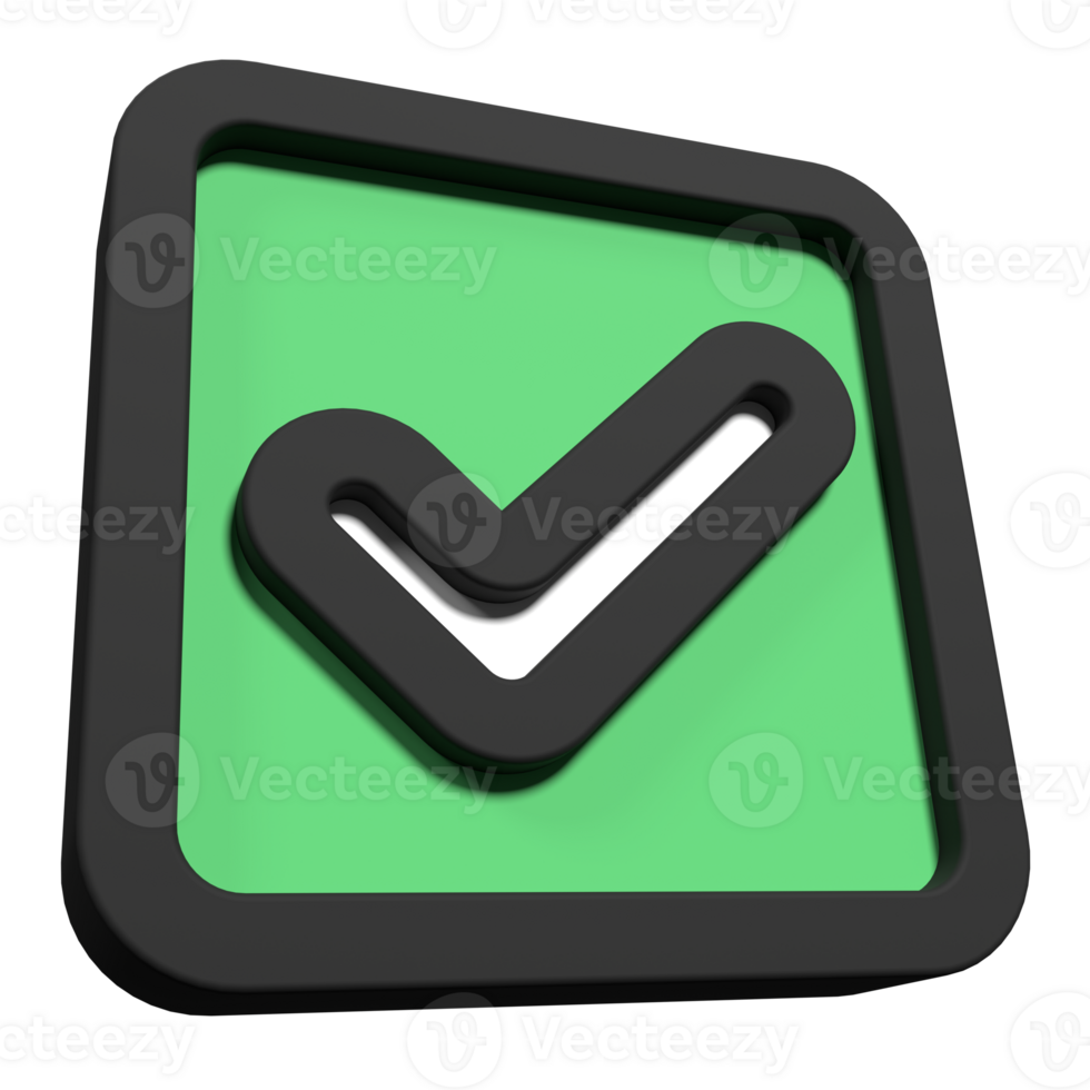 3d render of check mark. Like or correct symbol. 3d verification icon. 3d render illustration png