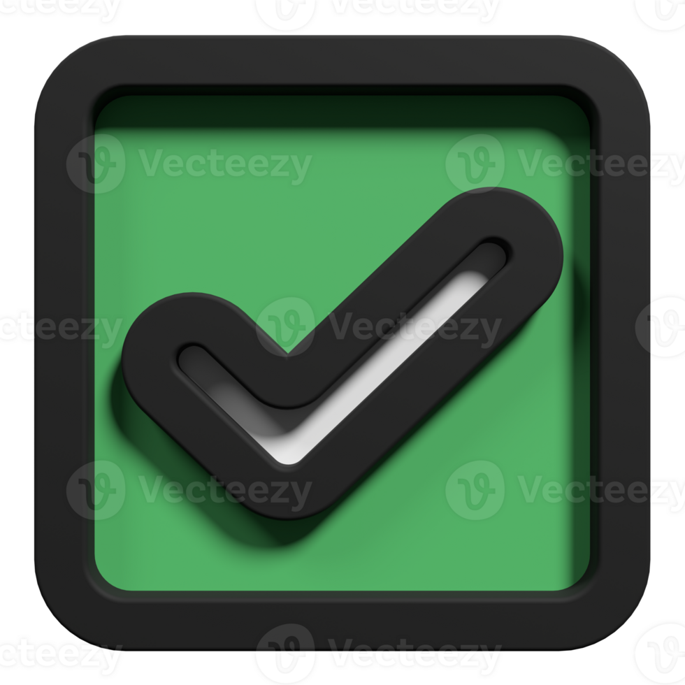 3d render of check mark. Like or correct symbol. 3d verification icon. 3d render illustration png