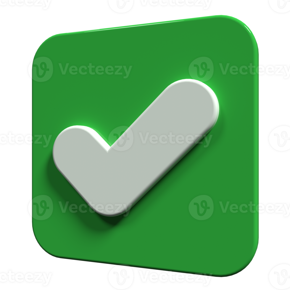 3d render of check mark. Like or correct symbol. 3d verification icon. 3d render illustration png