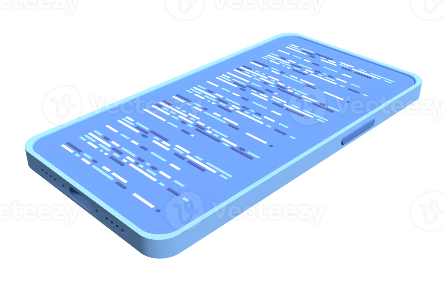 3d mobile phone with syntax code. 3d mobile phone with program code development. 3d render illustration of smartphone. smartphone software. 3d render illustration png