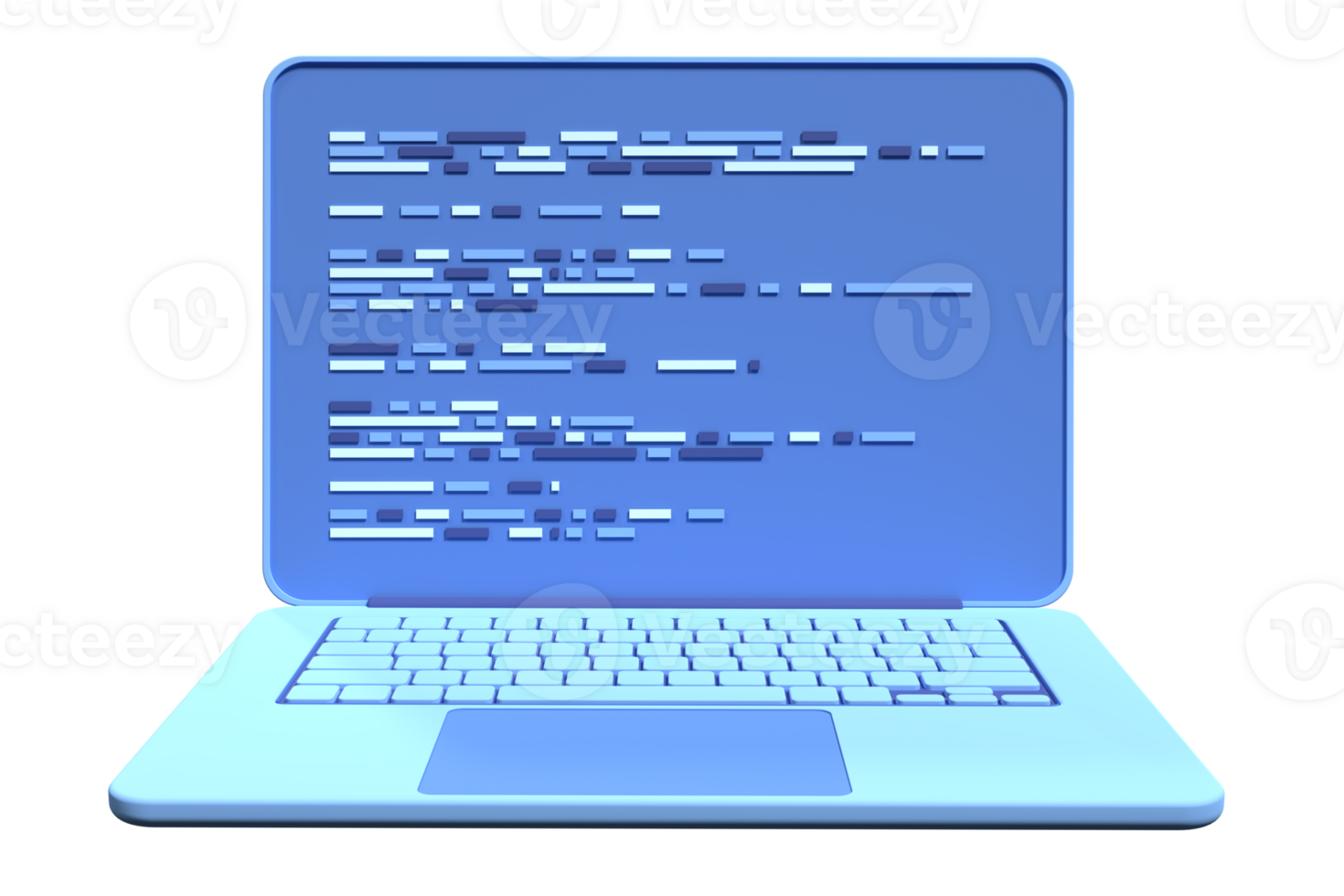 3d laptop and program code development. Web coding concept. Coding screen 3d rendering. 3d rendering of laptop. 3d render illustration png