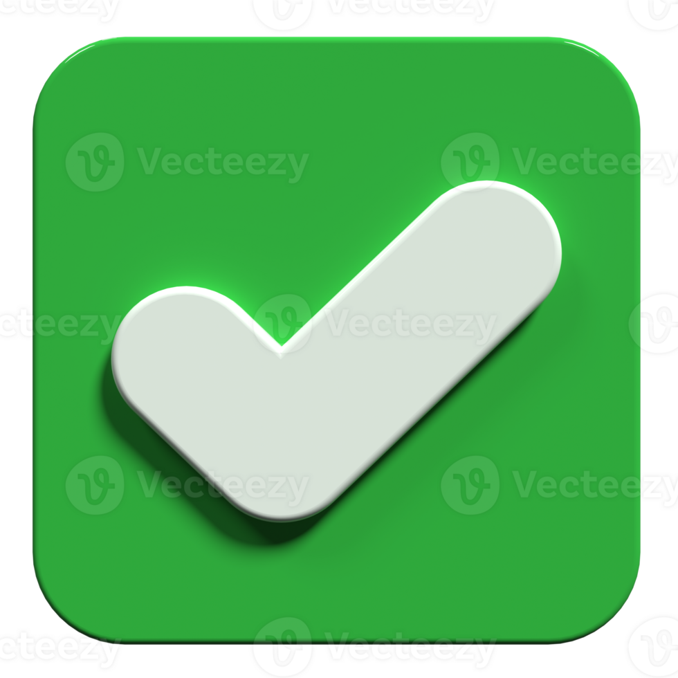 3d render of check mark. Like or correct symbol. 3d verification icon. 3d render illustration png