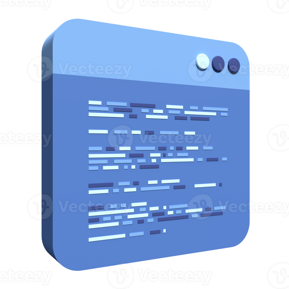 3d hacer codificación icono. codificación pantalla 3d representación. programación con sintaxis código. 3d hacer ilustración png