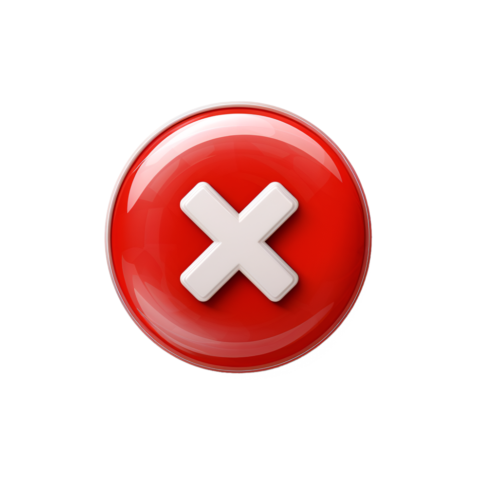 rouge X bouton icône autocollant clipart ai généré png