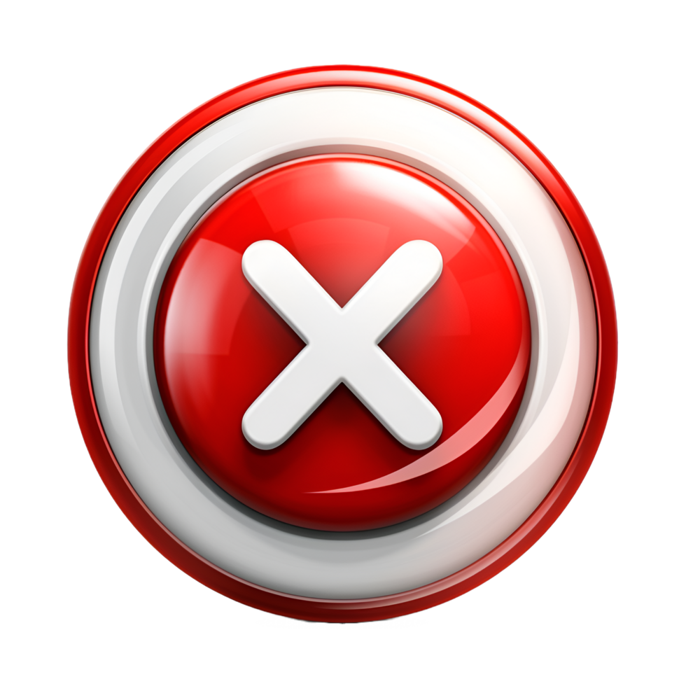 rojo X botón icono pegatina clipart ai generado png