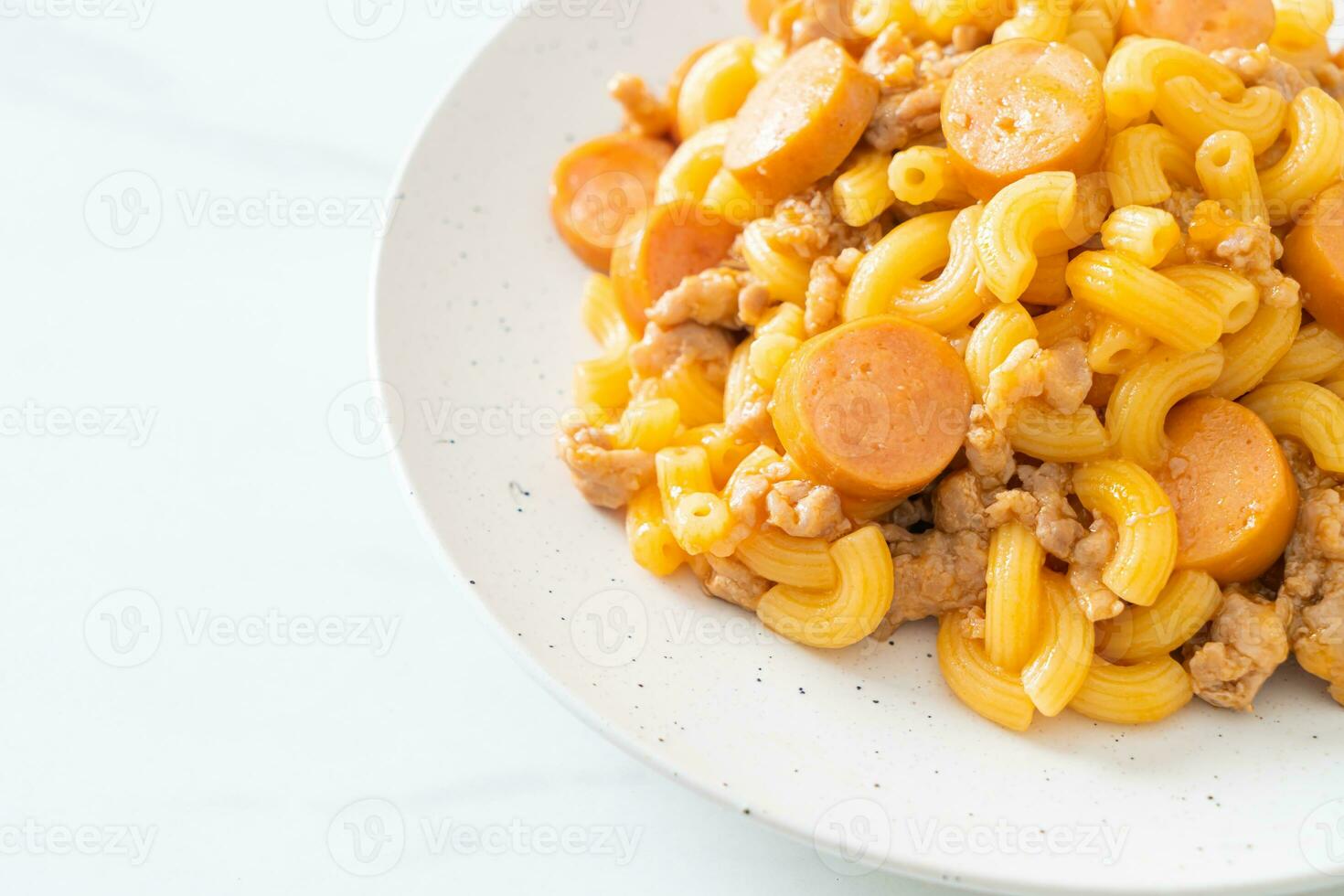 macaroni sausage and minced pork photo