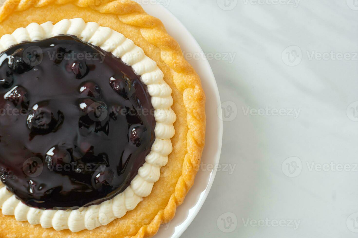 Blueberry Cheese Pie on white plate photo