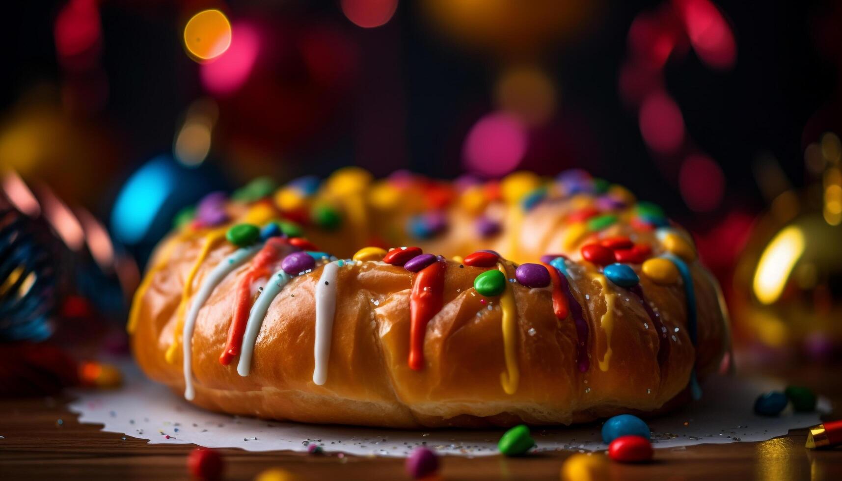 Bright baked goods illuminate festive winter celebration table photo