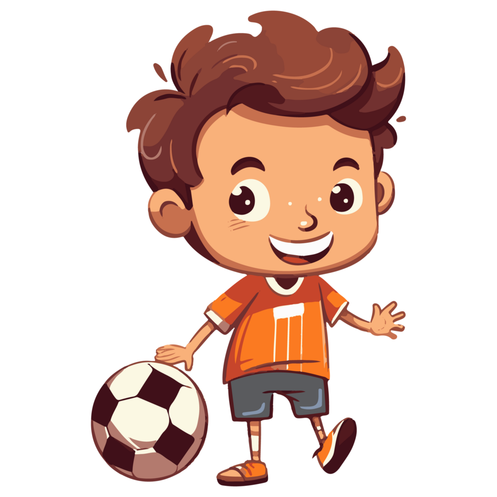 cute little boy playing soccer kicking the football png