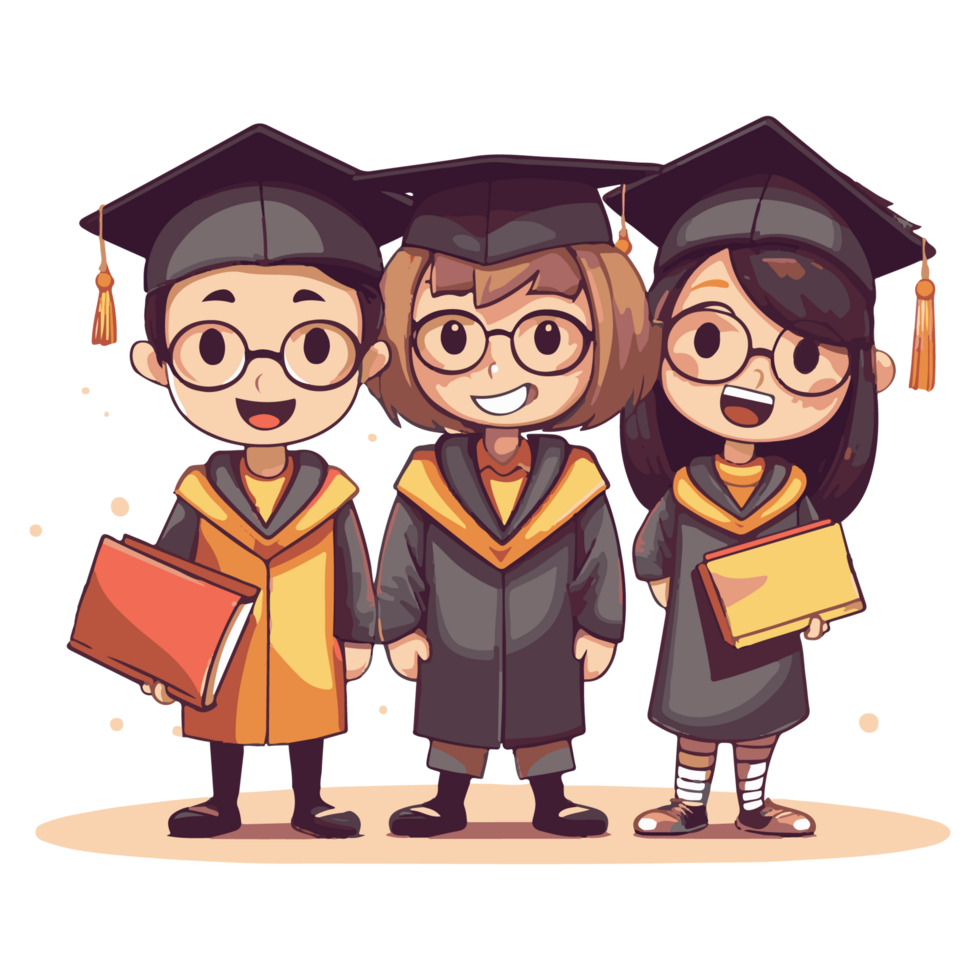 desenho animado graduado alunos ícone png