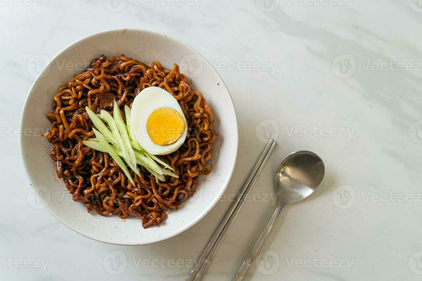 Korean Instant Noodle with Black Bean Sauce or Jajangmyeon or JJajangmyeon photo