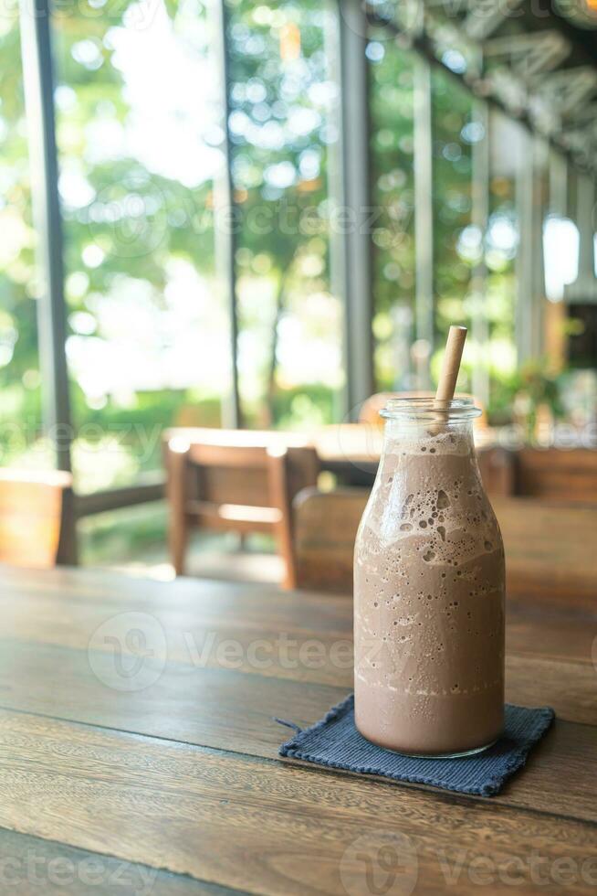 iced chocolate milkshake frappe or blend photo