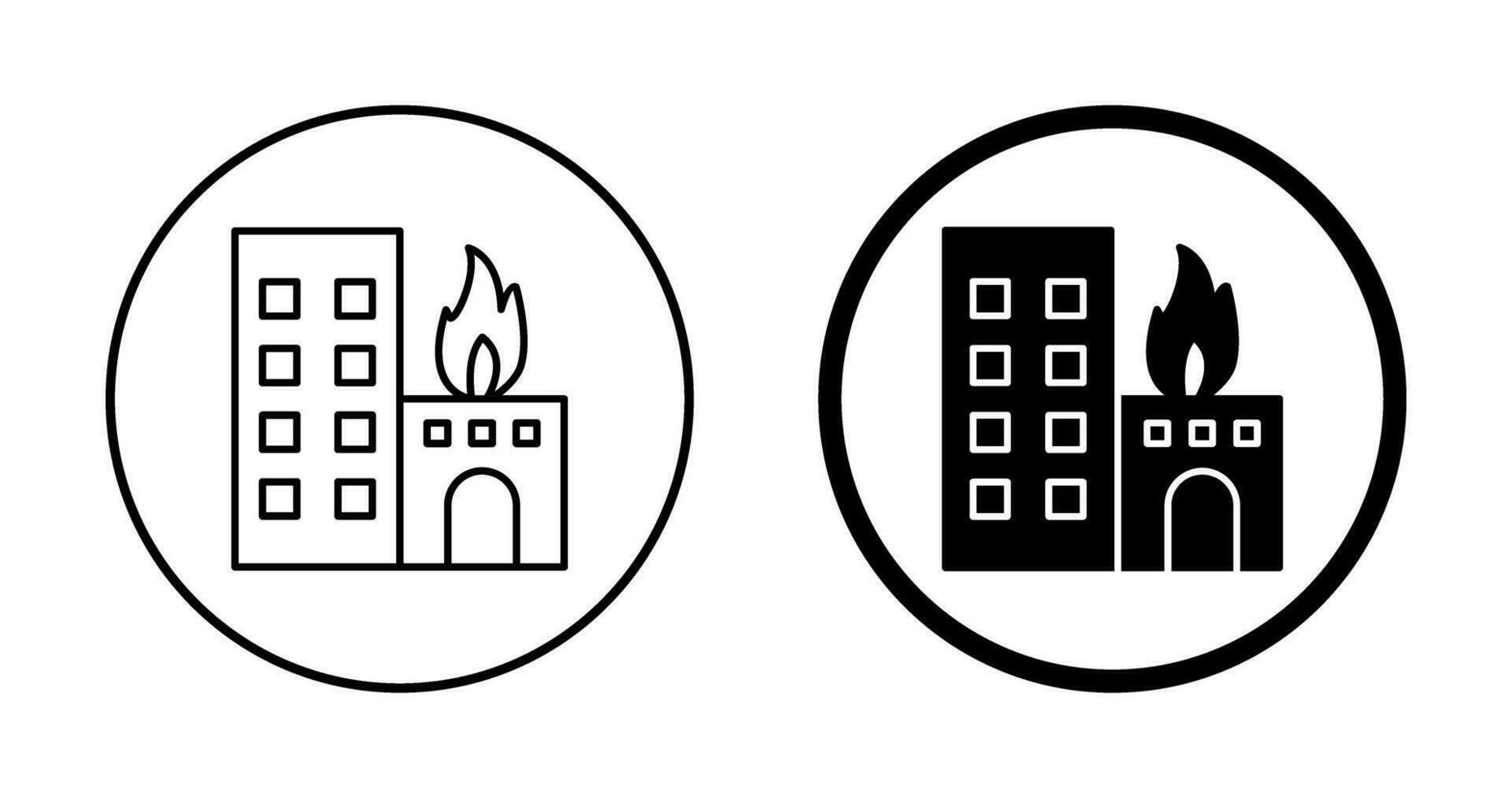 icono de vector de edificio en llamas único