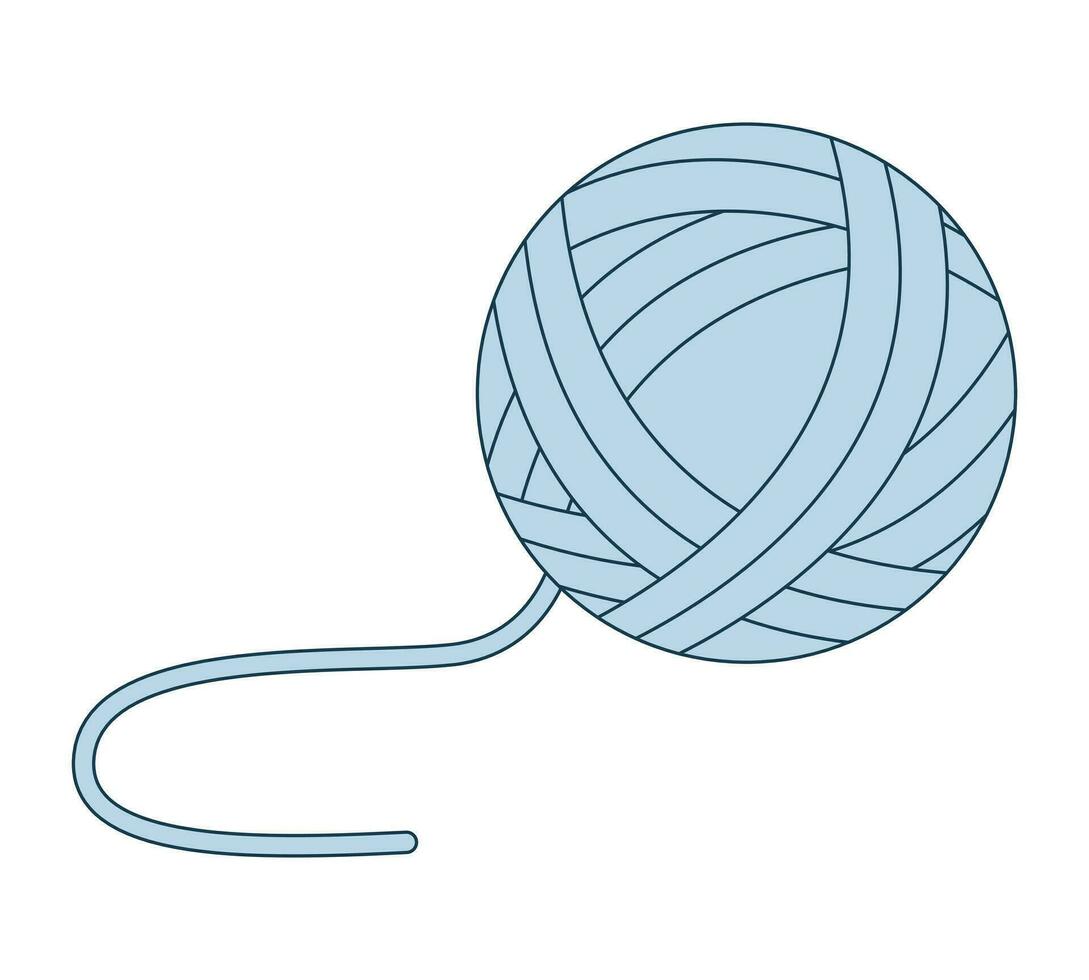 Woolen ball with thread flat line color isolated vector object. Ball of