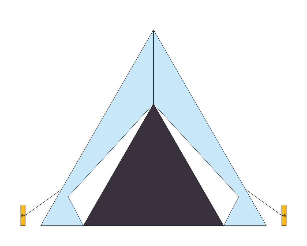 Camping tent flat line color isolated vector object. Campground, campsite. Outdoor recreation. Editable clip art image on white background. Simple outline cartoon spot illustration for web design