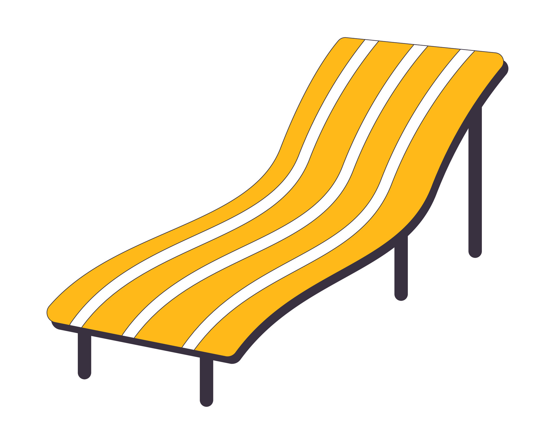 Lounge chair at pool flat line color isolated vector object. Outdoor