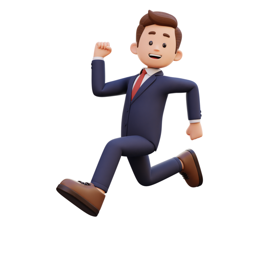 3d male character happy running png
