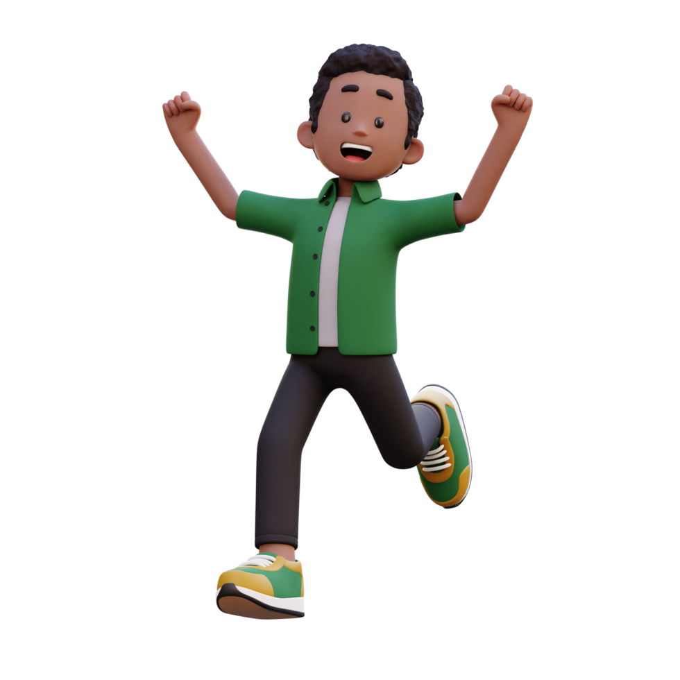 3d male character happy running png