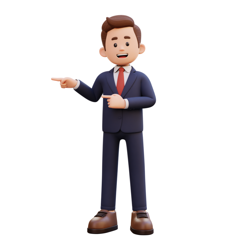 3d male character pointing right png