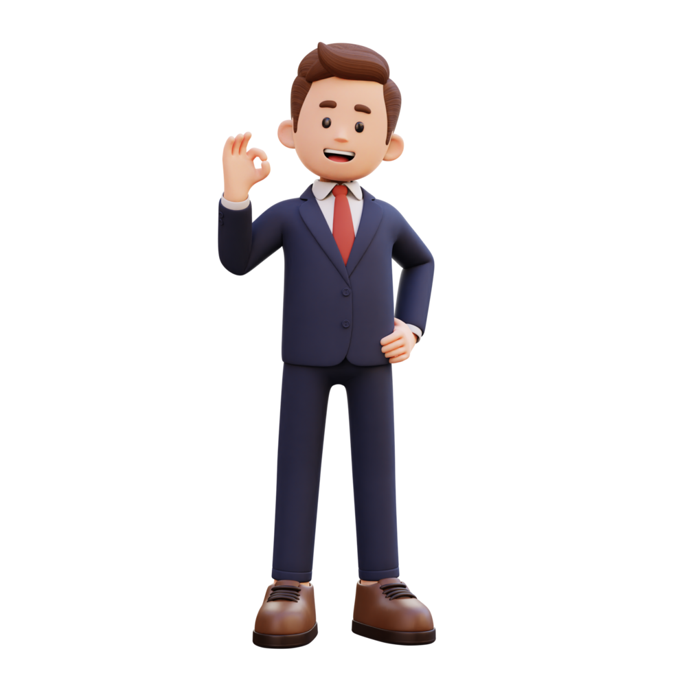 3d masculino personaje dar Okay firmar png