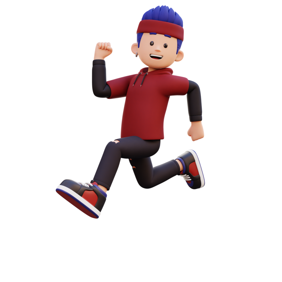 3d masculino personaje contento corriendo png