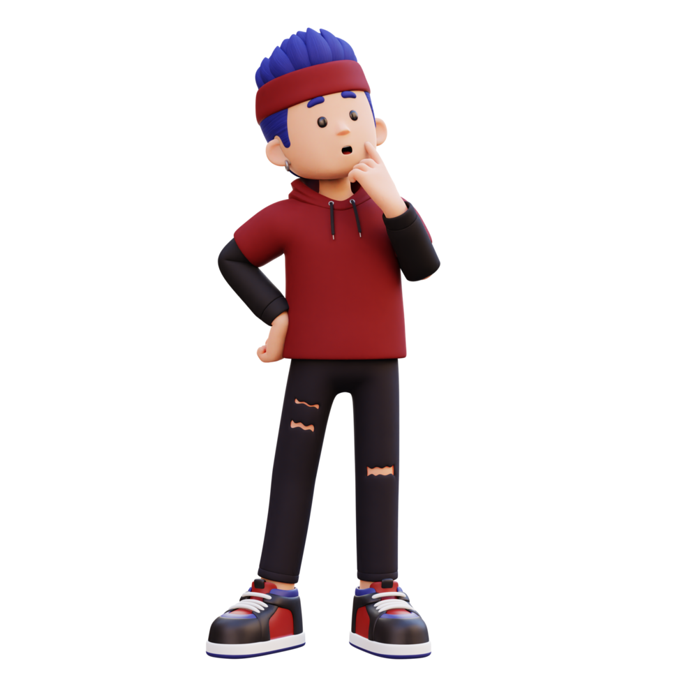 3d masculino personagem pensando png